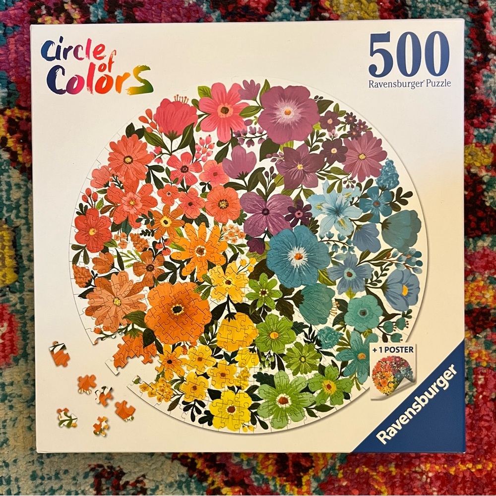 Ravensburger Circle of Colors 500 piece round Puzzle with Floral Design